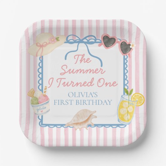 1歳の誕生日の夏 紙皿 (正面)
