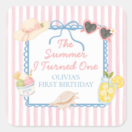 1歳の誕生日の夏 紙皿 スクエアシール