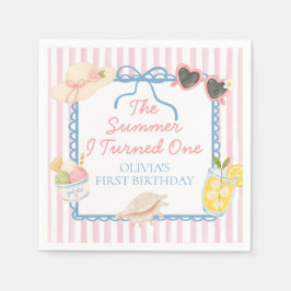 1歳の誕生日の夏 紙皿 スタンダードカクテルナプキン
