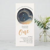 1歳の誕生日の天星の水彩少女モダン 招待状 (スタンド正面)