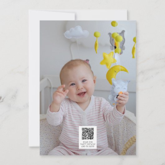 1歳の誕生日の天星の水彩少女モダン 招待状 (裏面)