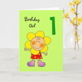 1歳の誕生日の女の子 カード (黄色い花)