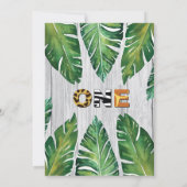 1歳の誕生日の招待状。少年ジャングルテーマ 招待状 (裏面)