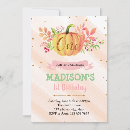 1歳の誕生日の招待状 招待状 (正面)