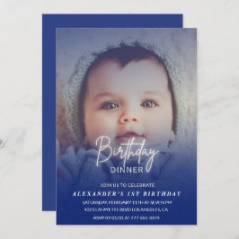 1歳の誕生日の招待誕生日ディナーフォトボーイ 招待状