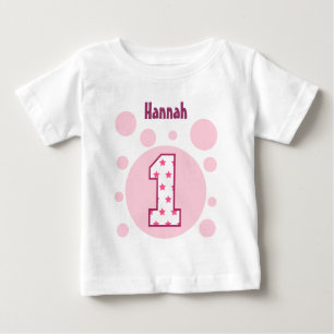 1歳の誕生日の星とバブルV10 ベビーTシャツ