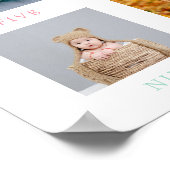 1歳の誕生日の毎月のフォトサインレインボーバタフライ ポスター (角)