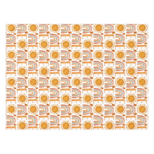 1歳の誕生日の水の色サンシャインと虹 テーブルクロス (正面(横))