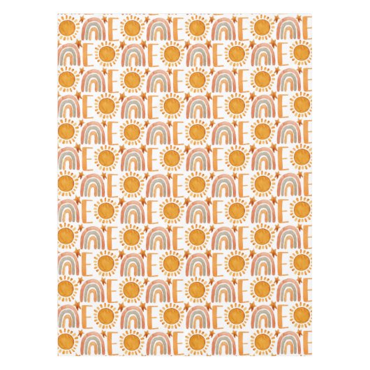 1歳の誕生日の水の色サンシャインと虹 テーブルクロス (正面)