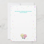 1歳の誕生日の熱気球カラフル 招待状 (裏面)