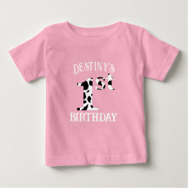 1歳の誕生日の牛プリント ベビーTシャツ