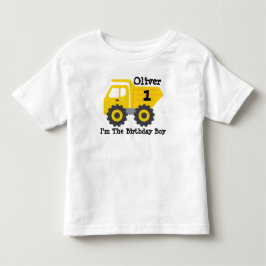 1歳の誕生日の男の子イエローダンプトラック トドラーTシャツ