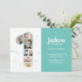 1歳の誕生日の男の子ナンバー1カスタムフォトコラージュ 招待状 (スタンド正面)