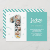 1歳の誕生日の男の子ナンバー1カスタムフォトコラージュ 招待状 (正面/裏面)