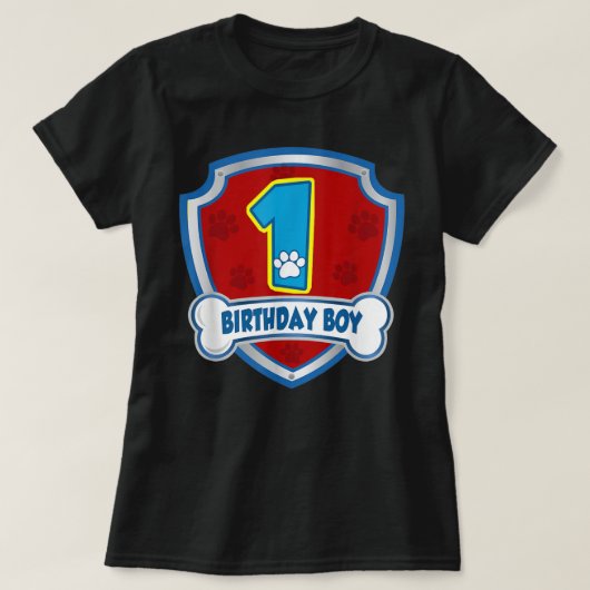 1歳の誕生日の男の子1歳パトロールドッグポーラバー Tシャツ (デザイン正面)
