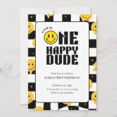 1歳の誕生日の男の子1歳happy dude happy emoji 招待状 (正面)
