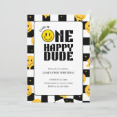 1歳の誕生日の男の子1歳happy dude happy emoji 招待状 (スタンド正面)