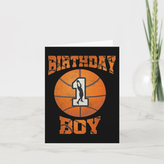 1歳の誕生日の衣装ボーイバスケットボール最初の1年Ol カード (正面)