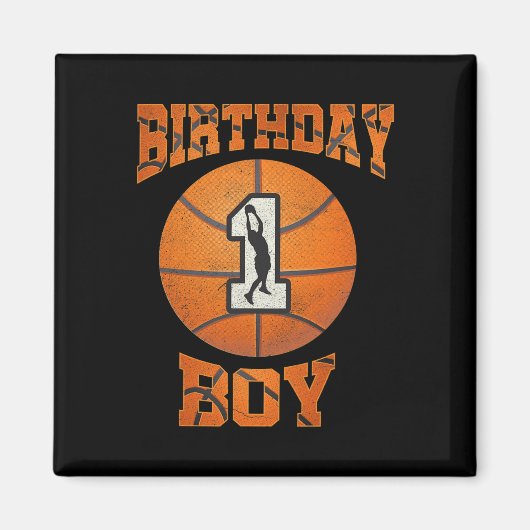 1歳の誕生日の衣装ボーイバスケットボール最初の1年Ol マグネット (正面)