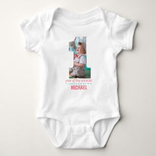 1歳の誕生日の赤ちゃん服のカスタム写真 ベビーボディスーツ