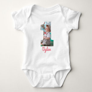 1歳の誕生日の赤ちゃん服のカスタム写真 ベビーボディスーツ