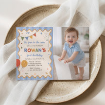 1歳の誕生日をお祝いするファンな招待状 写真入り