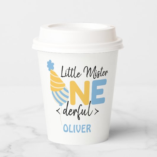 1歳の誕生日を祝う一笑いベビー 紙コップ (正面)