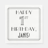 1歳の誕生日を祝う;アールデコスタイル;名前をカスタムする スタンダードランチョンナプキン (正面)