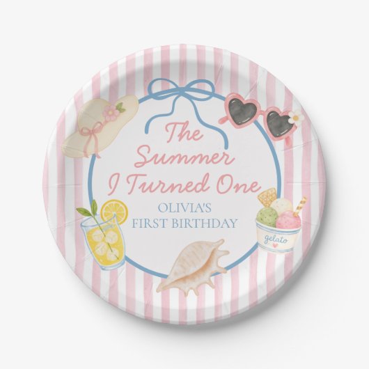 1歳の誕生日を迎えた夏の思い出 ペーパープレート (正面)