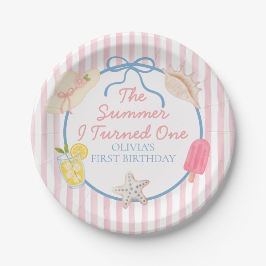 1歳の誕生日を迎えた夏 ペーパープレート (正面)