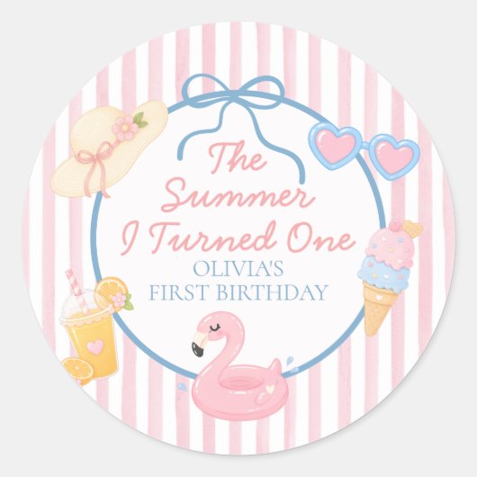 1歳の誕生日を迎えた夏 ラウンドシール (正面)