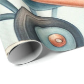 1歳の誕生日を迎えた飛行機の男の子の水色アップ遠くに ラッピングペーパー (ロールコーナー)