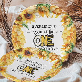 1歳の誕生日を迎えるなんて甘いフローラ ペーパープレート