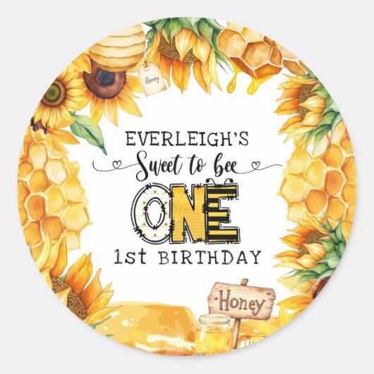 1歳の誕生日を迎えるなんて甘いフローラ ラウンドシール (正面)