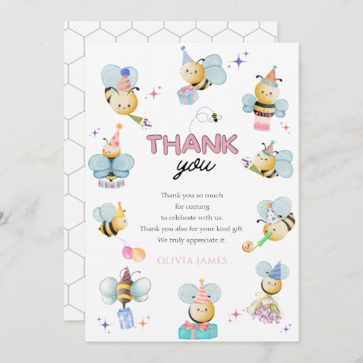 1歳の誕生日を迎えるのはおもしろいだ サンキューカード (正面/裏面)