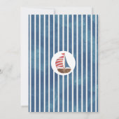 1歳の誕生日を迎えるネイビーブルーセーリングボート 招待状 (裏面)