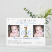 1歳の誕生日を迎える王子様のバースデーパーティーの写真招待状 招待状 (スタンド正面)