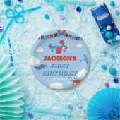 1歳の誕生日を迎える飛行機1年がスカイクラウドを飛ぶ ペーパープレート (パーティー)