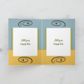 1歳の誕生日を追加name boy cute elephant blue カード (内部)