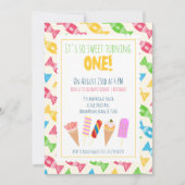 1歳の誕生日アイスクリームベビーガールパーティー 招待状 (正面)