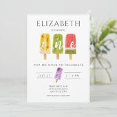 1歳の誕生日アイスポップアイスクリーム誕生日パーティー 招待状 (スタンド正面)