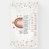 1歳の誕生日オネダーフルテラコッタレインボー 横断幕 (縦)