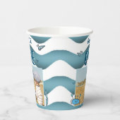 1歳の誕生日カニ海の動物の男の子の写真 紙コップ (左)