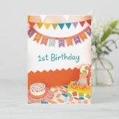 1歳の誕生日カード 招待状 (スタンド正面)