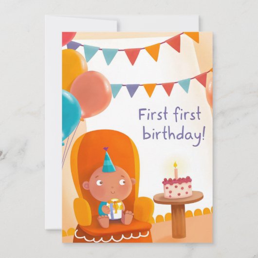 1歳の誕生日カード 招待状 (裏面)