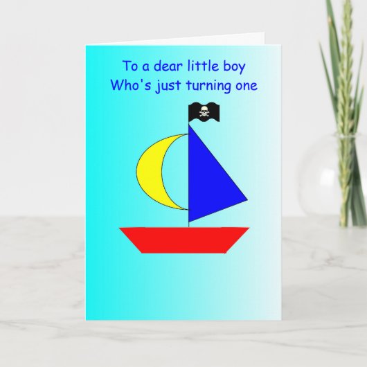 1歳の誕生日カード 船 カード (正面)