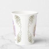 1歳の誕生日ガールかわいいテディベアパープル 紙コップ (右)