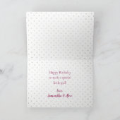 1歳の誕生日ガールかわいいピンクの子犬 招待状 (内部)