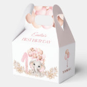 1歳の誕生日ガールエレファントピンクバルーン中 フェイバーボックス (正面)