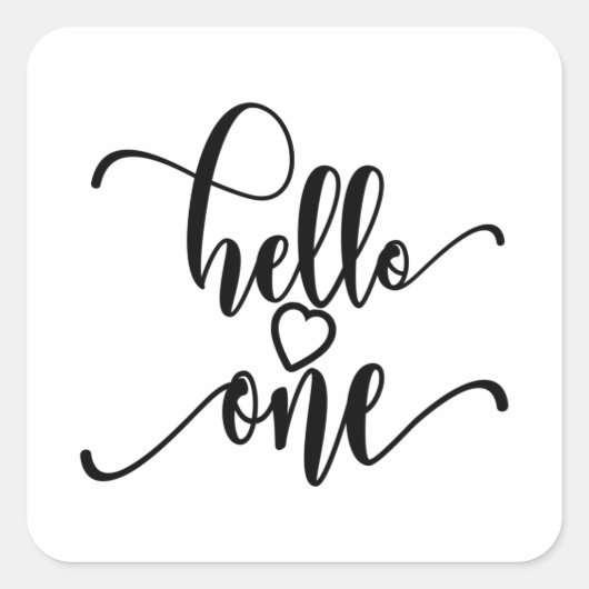 1歳の誕生日ガールズハローワンカワイイ1歳ベビー スクエアシール (正面)